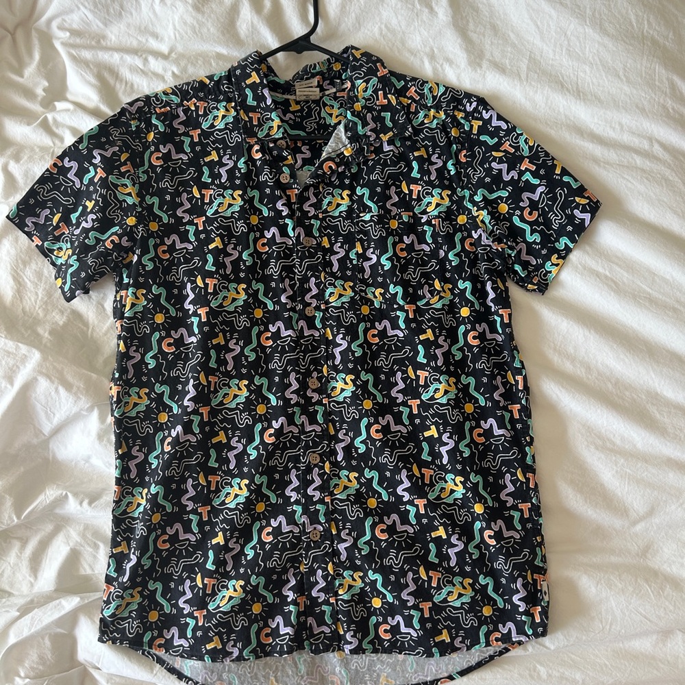 Streetwear brand TCSS Men's Black Patterned Short Sleeve Shirt
